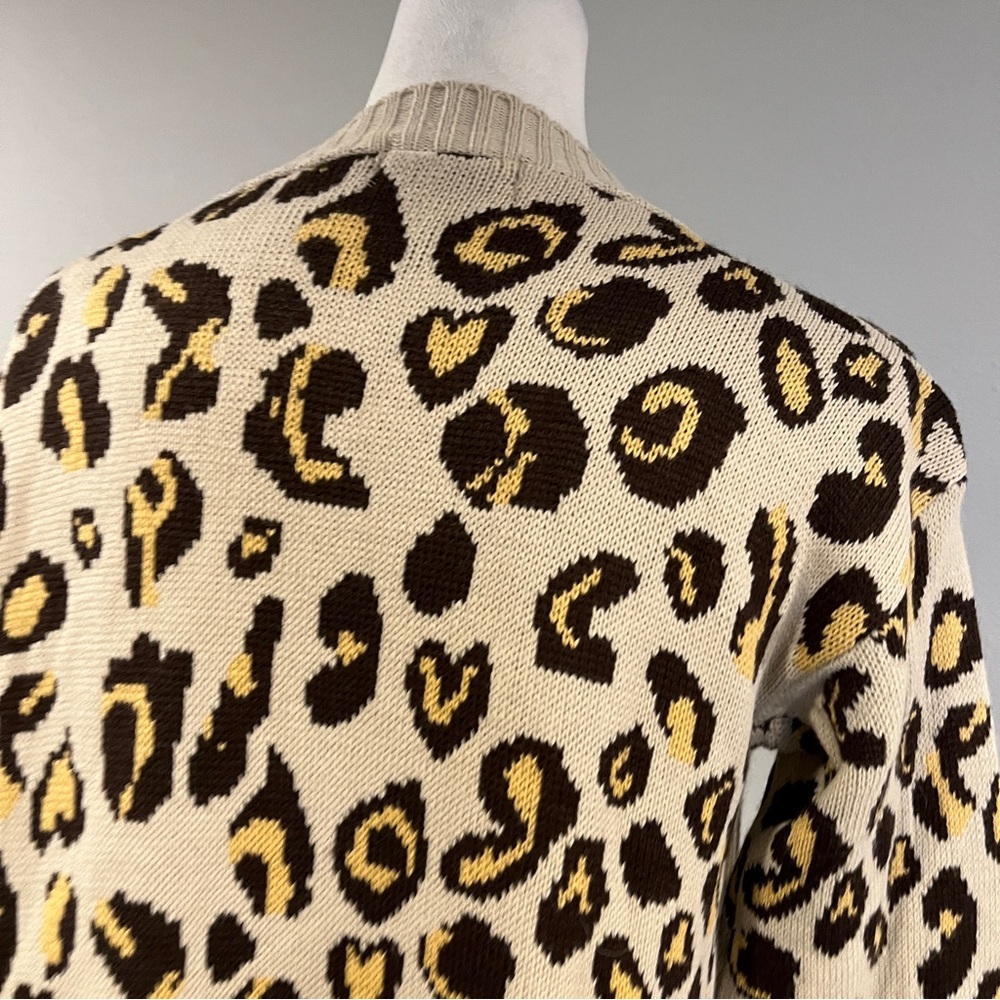 Leopard Print Open Front Cardigan‎ Sweater - Picture 7 of 12